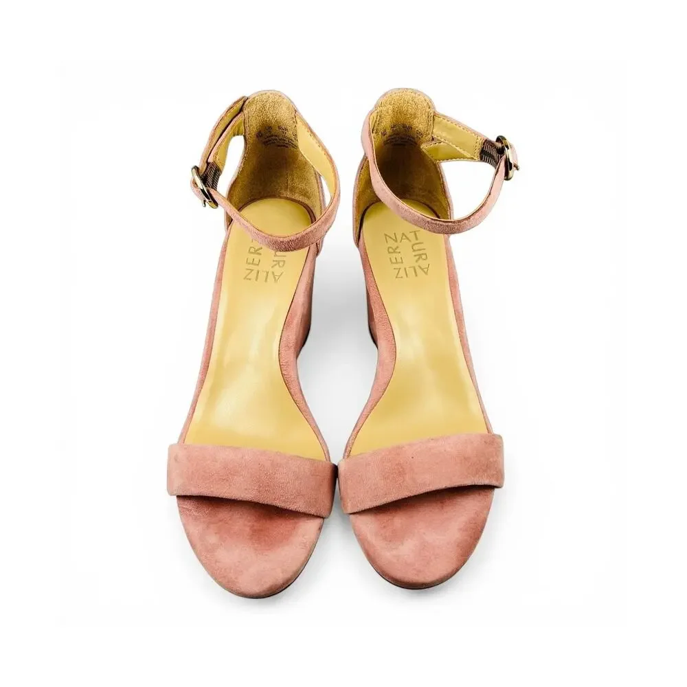 Naturalizer Kierra Rosewood Suede Ankle Strap Wedge Sandals N5 Contour+ Size 7